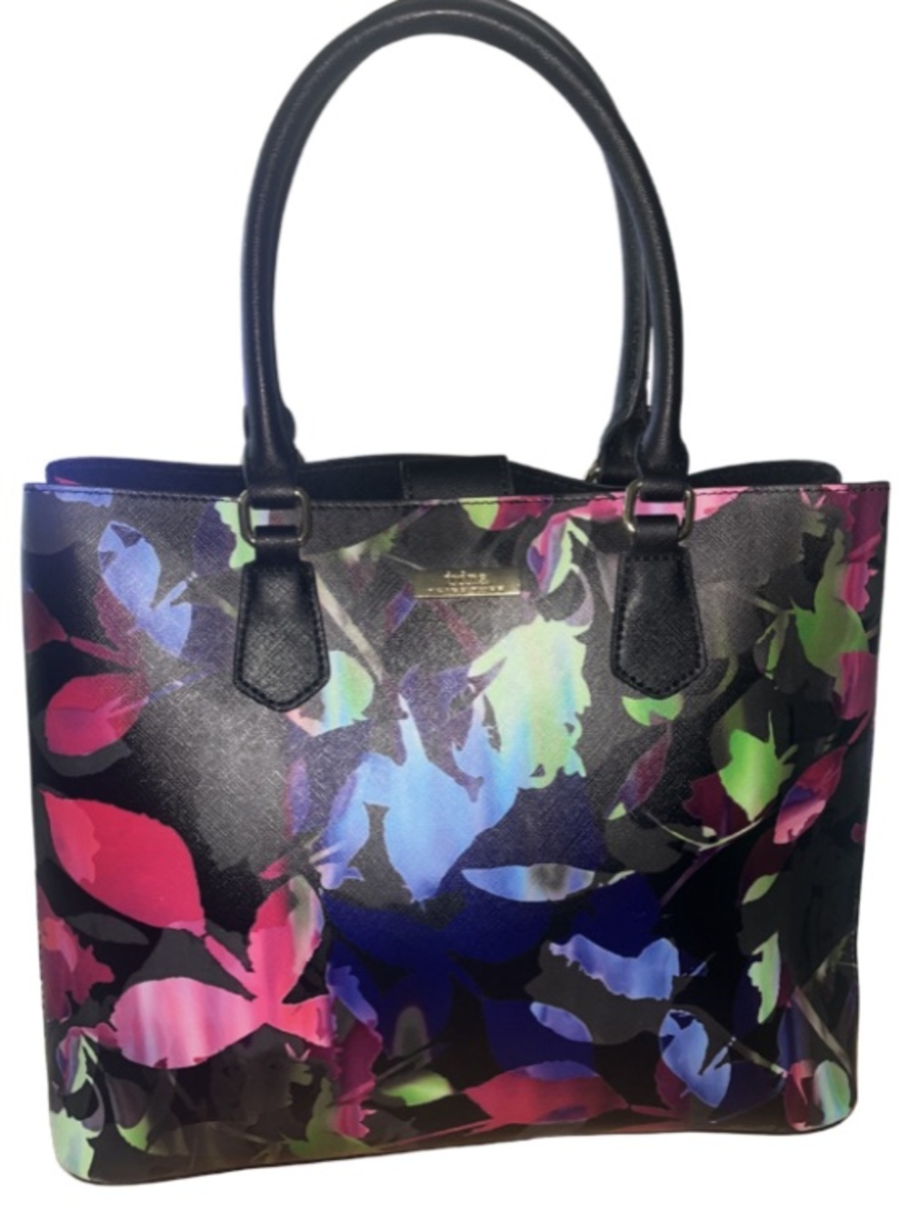 Trina Turk Vibrant Floral Saffiano Vegan Leather Satchel Tote